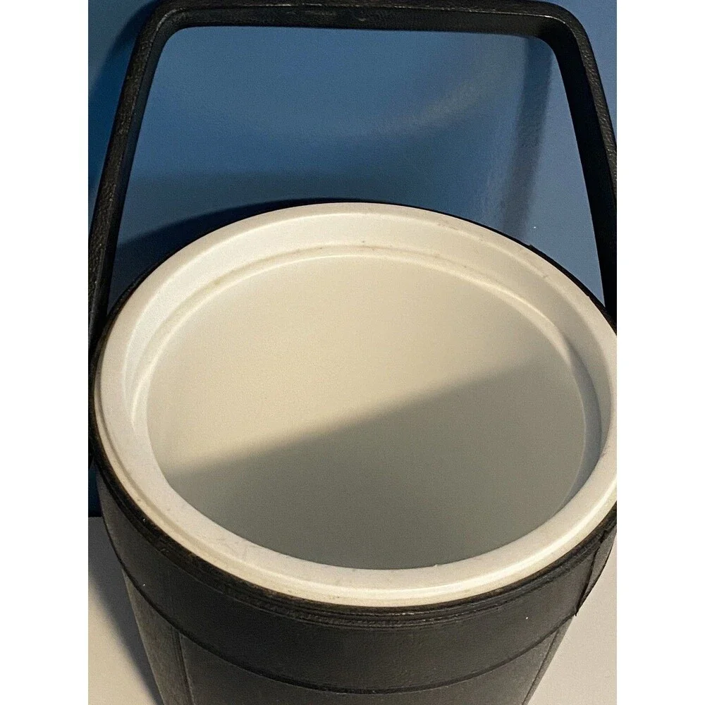 Vintage Rubbermaid Ice Bucket Insulated Textured Stitch Black Snowflake #2260